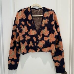 Urban Outfitters Allover Brushed Print Cardigan Sweater